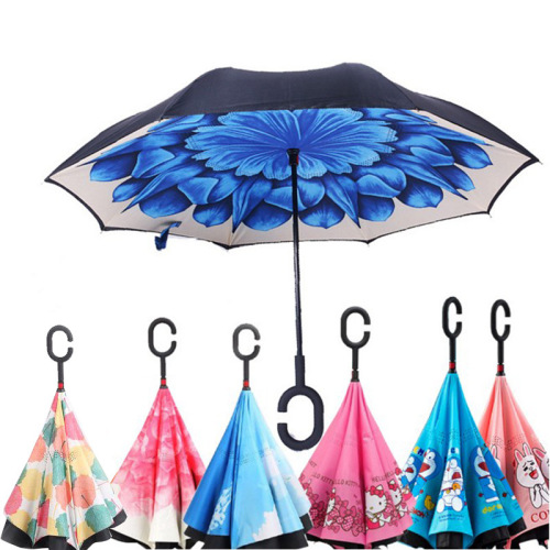 New Product Creative Umbrella Car Stand-Able Inverted Umbrella Hand Free Type Double Layer Reverse Umbrella Inverted Umbre