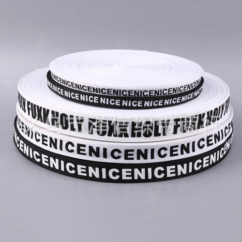 Factory Spot Direct Sales 1. 0cm-4.0cm Letter Printing Plain Weave Tape Clothing Bags Decorative Band