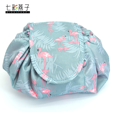 2018 hot style flamingo lazy person makeup bag pulling rope bag can customize LOGO manufacturer direct sale.