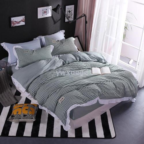 Ywxuege Snow Pigeon Home Textile Hot Selling Wholesale Pure Cotton Grass Green Small Grid Bedding