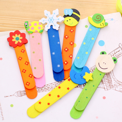 Creative Cute Cartoon Children‘s Wooden Bookmark Learning Stationery supplies Kindergarten Birthday Gift Elementary School Student Prize 