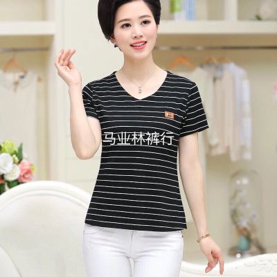 Mother dress summer dress Short sleeve Woman loose middle aged and old age women dress Slimming slim top middle aged women dress base shirt