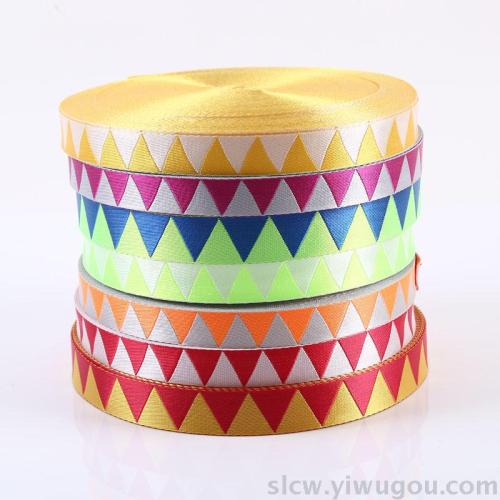 Computer Jacquard Ribbon Manufacturer Color Double-Sided Triangle Jacquard Net Tape Pet Rope Clothing Belt