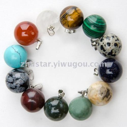 Natural Stone， Crystal， Amethyst， Agate， Opal， Turquoise Ball Pendant