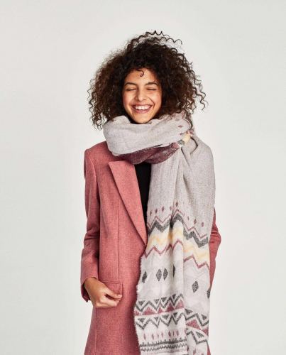 za original single scarf men and women dual-use jacquard scarf cashmere-like geometric wave scarf shawl ethnic style scarf