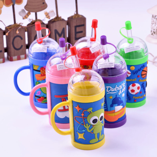 kd daily necessities cute cartoon children‘s straw cup pvc environmental protection gift customized insulated cup