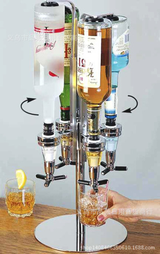 metal four-head reverse rotating quantitative wine dispenser cocktail bar cocktail set four-bottle package