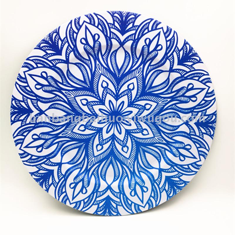盘子青花瓷盘子塑料盘时尚欧式餐垫盘圆形盘子