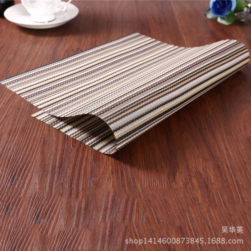 0*45 Modern Simple Striped PVC Woven Coaster Soft PVC Cup Mat Hotel Western-Style Placemat Water Insulation Pad 