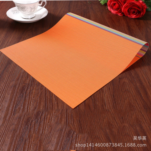 30 * 45pvc Woven Waterproof Heat Proof Mat Colorful Striped Fashion Woven Heat Proof Mat Teslin Non-Slip Mat