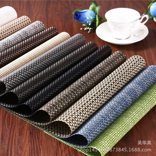 30*45 Factory Direct Sales PVC Woven Soft PVC Cup Mat Waterproof Heat Proof Mat Coaster Simple Solid Color Western-Style Placemat