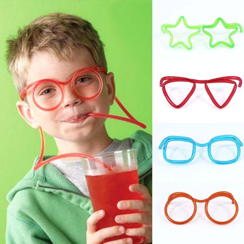 Funny Quirky Kid‘s Eyewear Straw Eye Straw Creative Art DIY Shaped Straw Wholesale