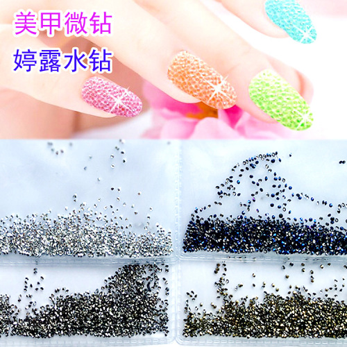 1.2mm Double Pointed Loose Diamond Nail Art Micro Diamond Gold 14400 Pieces Pointed Bottom Glass Rhinestone DIY Ornament Accessories Wholesale