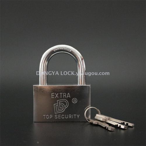 padlock square steering lock chrome plated long and short beam padlock factory direct sales can be customized