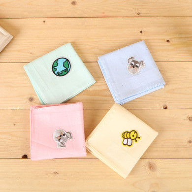 定制款 小动物刺绣手帕  儿童手绢方巾