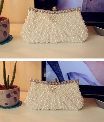 Korean style simple and beautiful pearl bag water drill bridal bag fashionable casual bag.