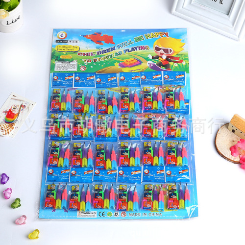 4 Color Bag Building Block Pen creative Stationery Pencil Wholesale Student Children Gift Personalized Prize 7 Sections 