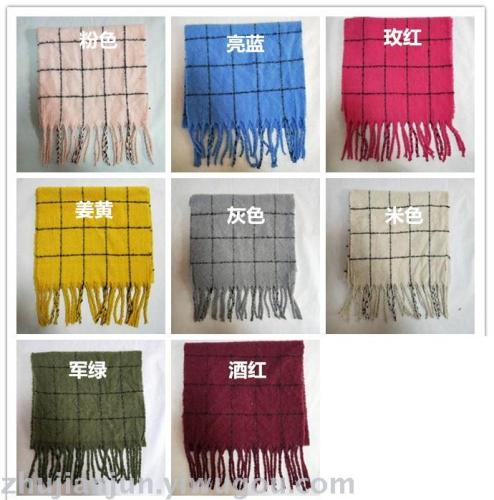 new coarse whip circle yarn brushed small plaid scarf shawl dual-use all-matching