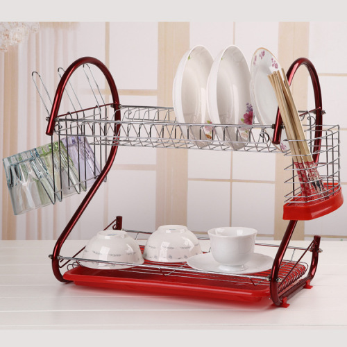 Double-Layer Stainless Steel Dish Rack Draining Rack Kitchen Utensils Tableware Drainer Dish Rack Dish Rack