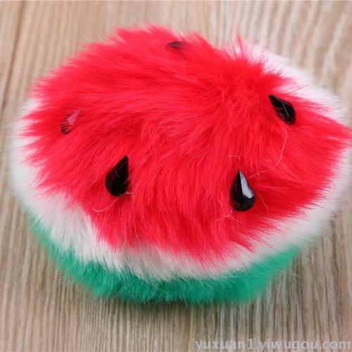 Half Watermelon Simulation Personality Fuzzy Ball Pendant Accessories