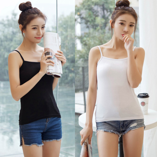 camisole women‘s short slim fit spring and summer solid color versatile top bottoming camisole
