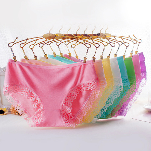 Women‘s Underwear Low Waist Solid Color Breathable Sexy Lace Edge Comfortable Women‘s Briefs Wholesale