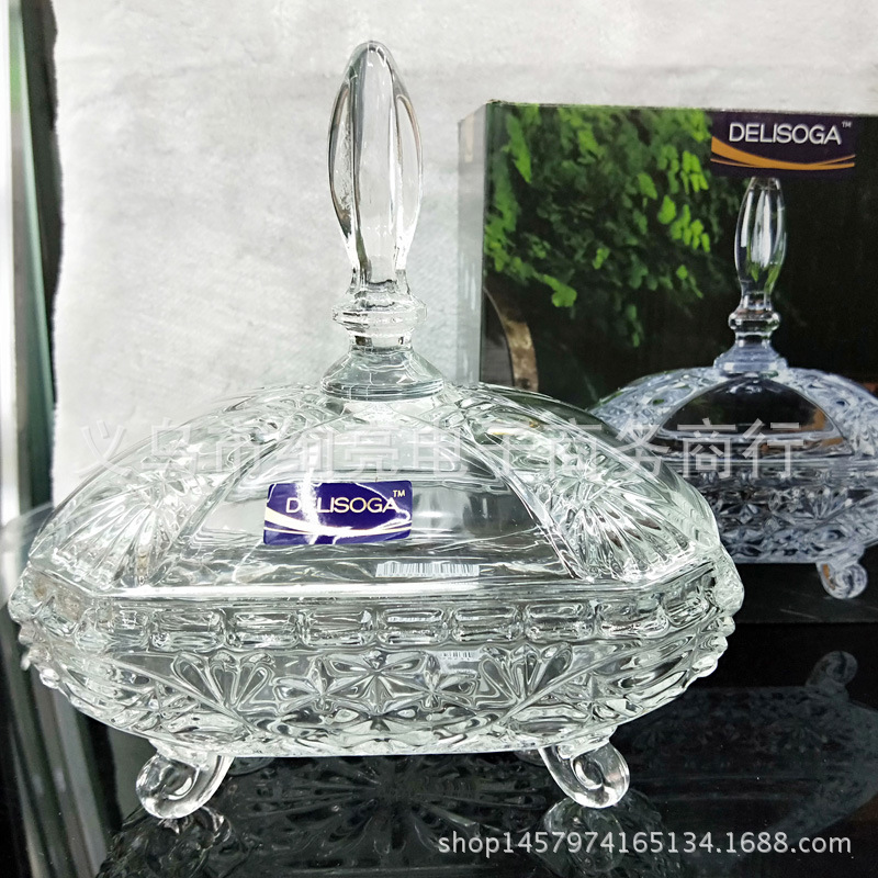 Supply DELISOGA Glassware glass candy glass sugar bowl with lid