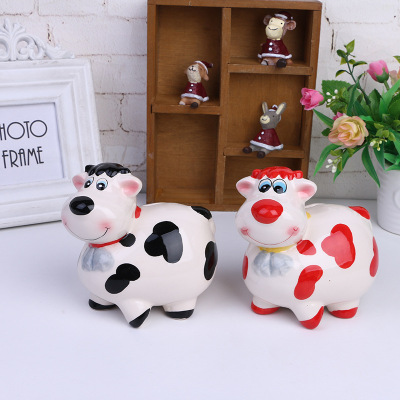 Animal piggy bank home accessories cartoon set creative money can piggy ceramic engraving custom wholesale.