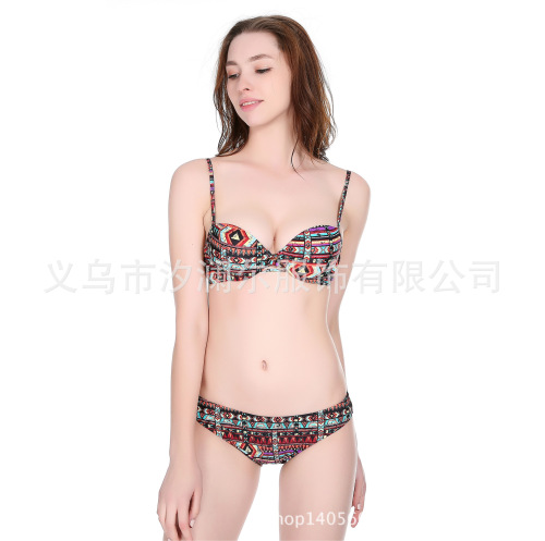 bikini foreign trade new sexy geometric printing sling split swimsuit nylon quality factory direct sales