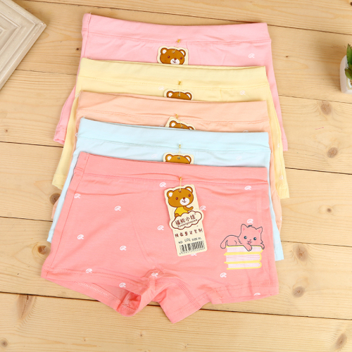 pure color printed cotton boxer shorts for girls and children