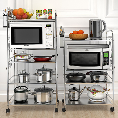 Shelf Second Generation Stainless Steel Shelf Floor Kitchen Products Utensils Microwave Oven Storage Article Storage Shelf