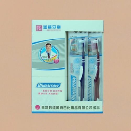 Yiwu Daily Necessities Toothbrush Wholesale Blue Arrow 909（30 PCs/Box） High Density Soft-Bristle Toothbrush Paper Box Packaging