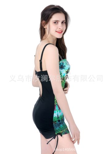 swimsuit foreign trade new skirt large size printing conservative slimming one-piece bikini nylon quality factory direct sales