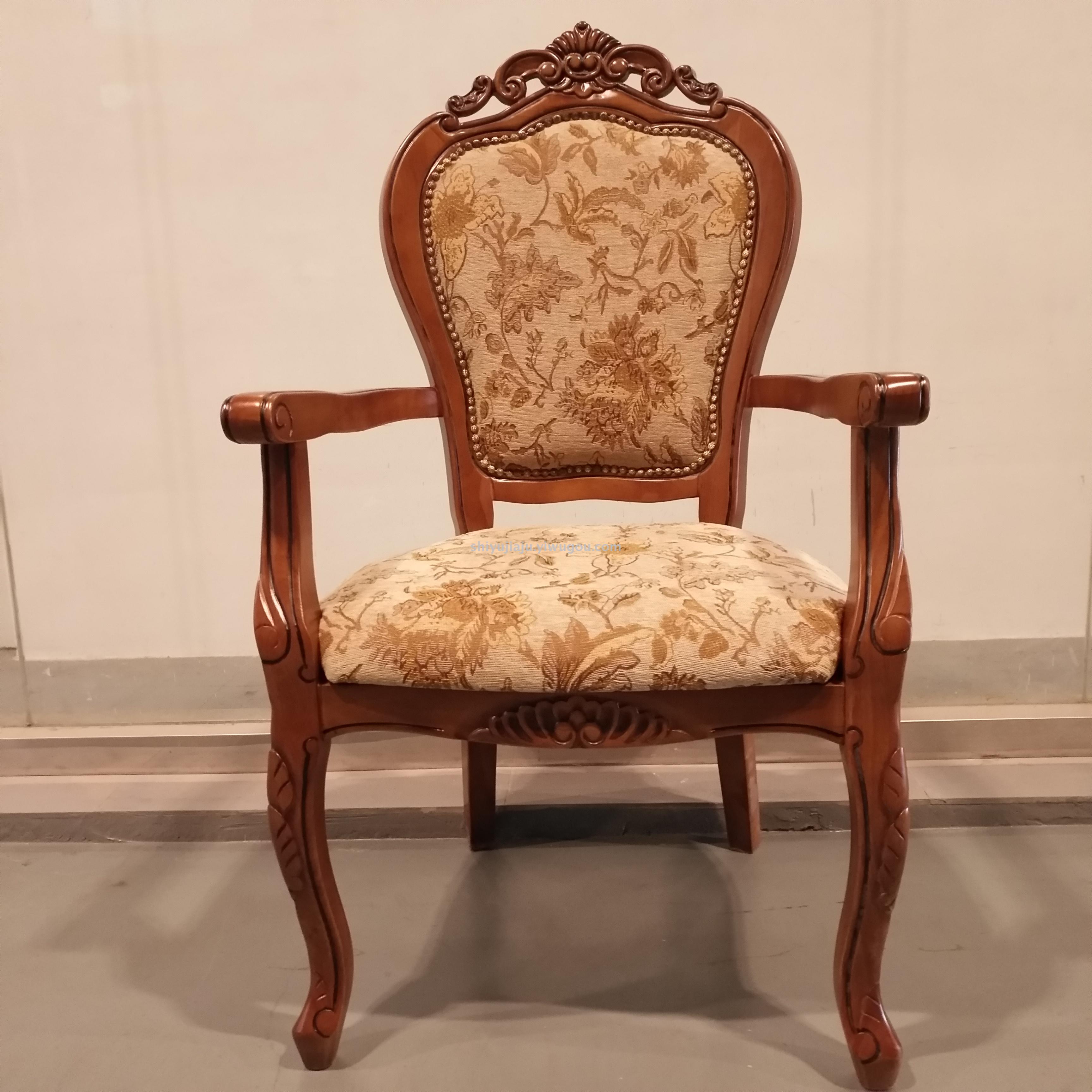 福建厦门度假酒店拆装扶手实木椅会所欧式复古实木餐椅