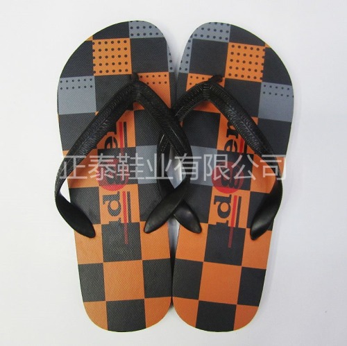 custom boys checkered fashion pe flip flops beach slippers