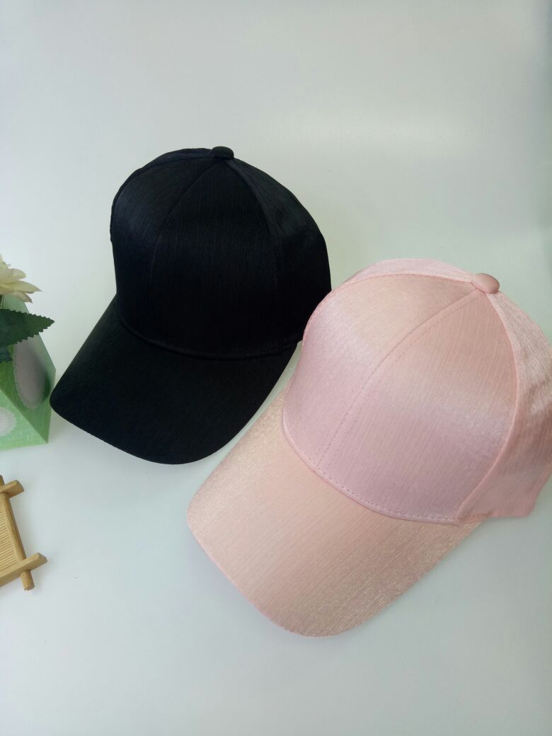 Tide lap solid color Satin baseball cap women spring summer ...