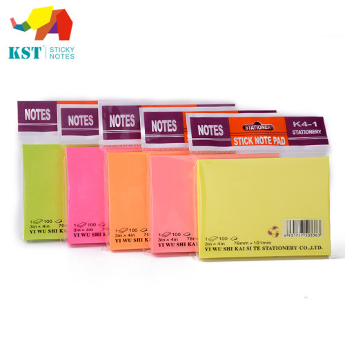 Kester Sticky Notes Fluorescent Color Post-It Notes Message-Leaving Stickers Announcement Stickers Office Stationery Factory Wholesale