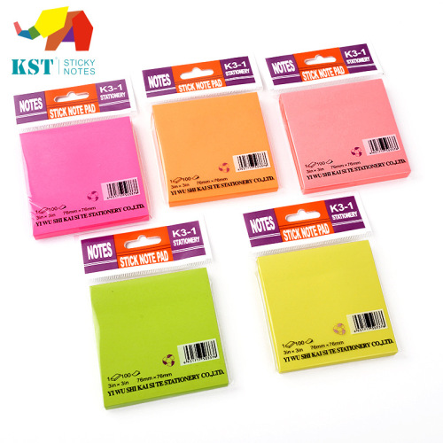 office stationery 76x76mm square fluorescent mixed color sticky note can be repeated note wholesale