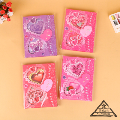 Hollow-out heart shaped hard shell with a lock notepad children's birthday gift design variety