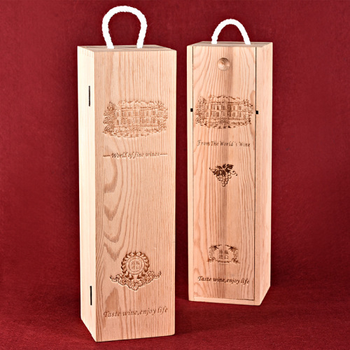 new wood color single red wine wooden box red wine packaging gift box creative single red wine import and export wood