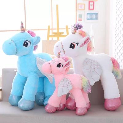 Foreign trade hot style LED colorful light unicorn fur toy doll angel horse pillow ins new style