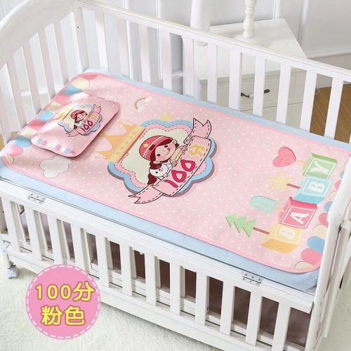 Baby Sleeping Mat with Pillow Newborn ice Silk Mat Children‘s Summer Nap Mat Breathable Crib Baby Summer Mat