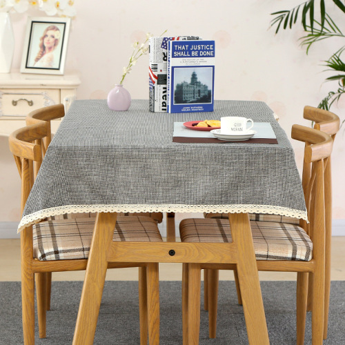 simple modern checkered coffee table cloth table fabric solid color tablecloth cotton linen square tablecloth cover cloth factory wholesale
