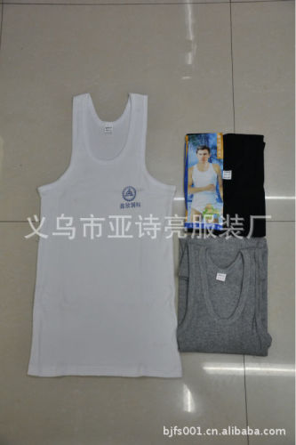 spot supply pure cotton solid color vest black white gray prisoner prison t-shirt vest big shorts