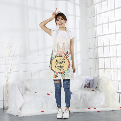 taobao hot female kitchen apron korean style sleeveless letter print oil-proof apron haolijia