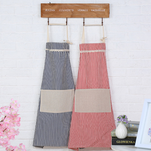 haolijia japanese style fresh fashion canvas apron plain lace striped apron factory wholesale