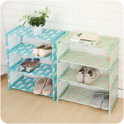 Dust-free shoe rack combined with 4-layer galvanized pipe shoe rack, waterproof and simple shoe rack