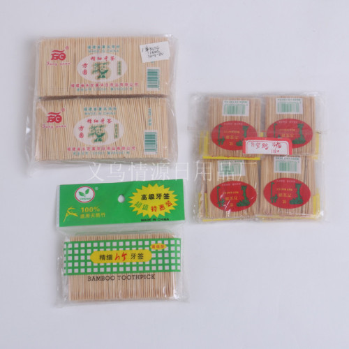 portable bamboo toothpick high temperature disinfection bag hotel household double-headed bamboo toothpick