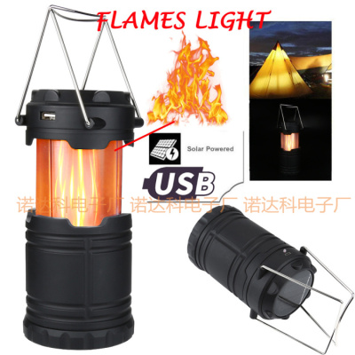 Flame Lamp Lantern Flashlight, Portable Solar Lantern Flame