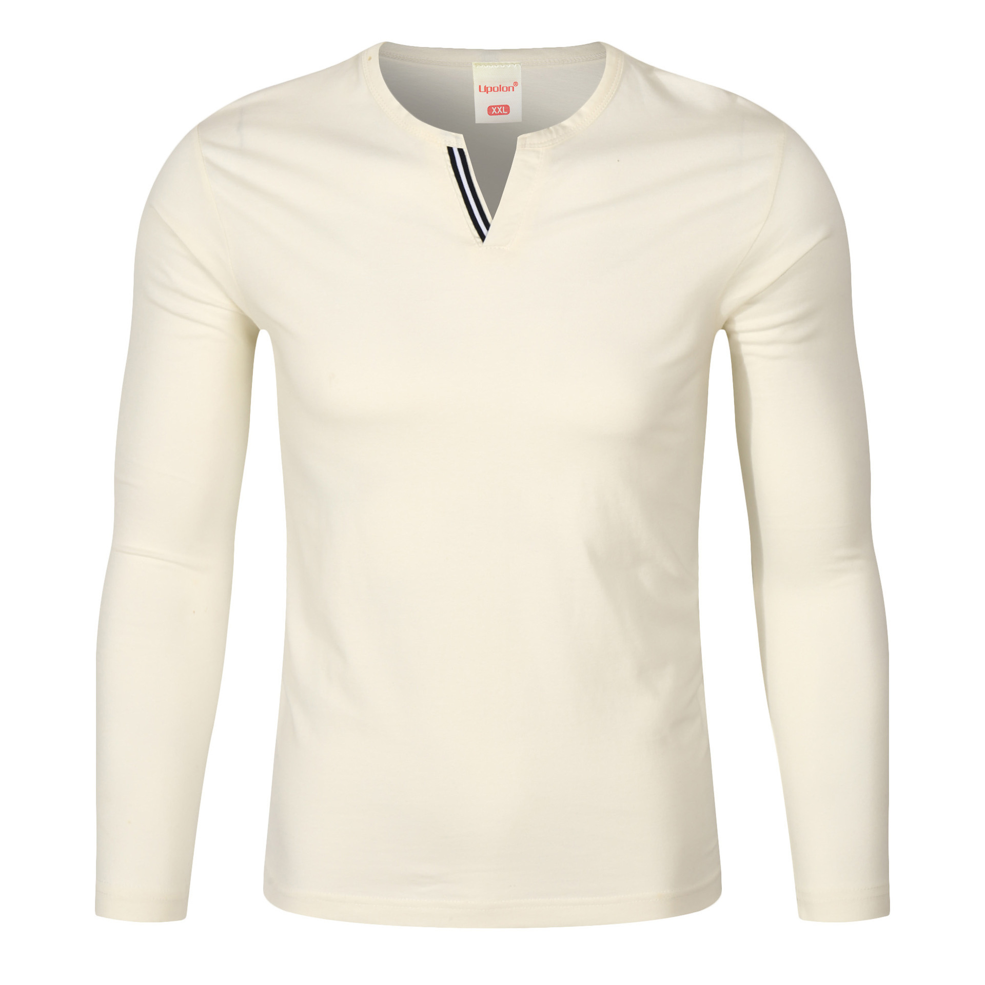 厂家直销180g莱卡长袖无扣休闲开领衫定制广告衫文化衫印字